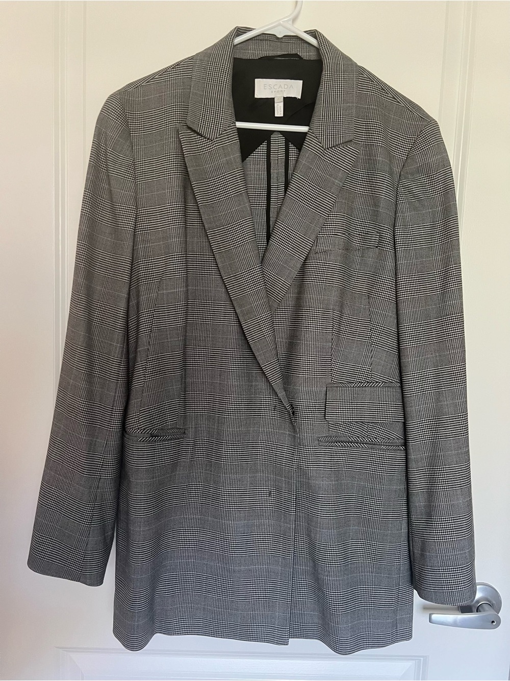 Escada Black and Gray Glen Plaid Blazer